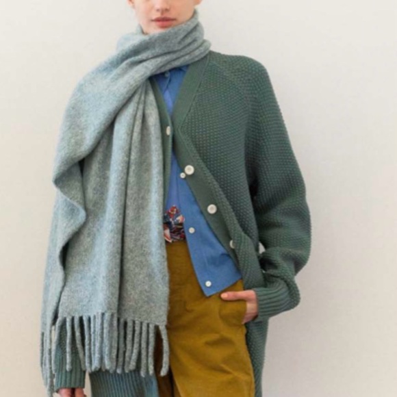 Alex Mill Accessories - Alex Mill Oversized Chunky Brushed Wool Mohair Mist Light Blue Scarf